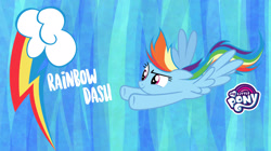 Size: 1657x931 | Tagged: safe, imported from derpibooru, rainbow dash, pegasus, pony, abstract background, cloud, cutie mark, facebook, female, flying, g4, mare, my little pony logo, official, rainbow dash month, solo, text, wallpaper