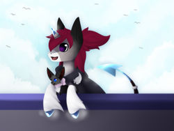 Size: 935x703 | Tagged: safe, artist:dreepymom, artist:the-dreepy-mom, imported from derpibooru, oc, oc only, oc:arctic spark, bat, pony, unicorn, male, solo, stallion