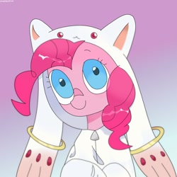 Size: 2048x2048 | Tagged: safe, artist:mareschizo, artist:omelettepony, imported from derpibooru, pinkie pie, earth pony, pony, clothes, costume, female, high res, incubator (species), kigurumi, kyubey, mare, puella magi madoka magica, solo