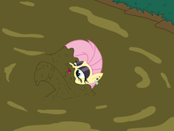 Size: 1600x1200 | Tagged: safe, artist:amateur-draw, imported from derpibooru, fluttershy, pegasus, pony, clothes, dress, female, fluttergoth, gothic, mare, mud, mud bath, mud play, muddy, night, quicksand, show accurate, sinking, sinking in mud, solo, wet and messy