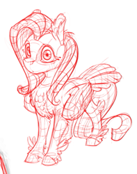 Size: 415x527 | Tagged: safe, artist:gor1ck, imported from derpibooru, fluttershy, pegasus, pony, cute, daaaaaaaaaaaw, shyabetes, sketch, solo, tail feathers, wireframe