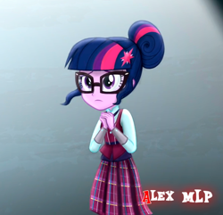 Size: 600x578 | Tagged: safe, artist:alex mlp, edit, edited screencap, imported from derpibooru, screencap, sci-twi, twilight sparkle, human, equestria girls, friendship games, clothes, crystal prep academy uniform, female, glasses, hair bun, hairpin, necktie, school uniform, skirt, solo