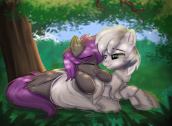 Size: 2713x1992 | Tagged: safe, artist:janelearts, imported from derpibooru, oc, oc only, pegasus, pony, female, lying down, male, mare, prone, stallion