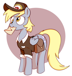 Size: 666x711 | Tagged: safe, artist:cookieboy011, imported from derpibooru, derpy hooves, pegasus, pony, abstract background, derp, female, hat, letter, mailmare, mailmare hat, mailmare uniform, mare, mouth hold, solo