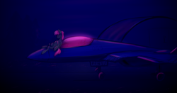 Size: 2999x1570 | Tagged: safe, artist:colourwave, imported from derpibooru, pony, female, jet, jet fighter, night, retrowave, sketch, su-57