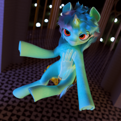 Size: 3840x3840 | Tagged: safe, artist:santiblocks, imported from derpibooru, lyra heartstrings, pony, unicorn, 3d, female, hand, high res, magic, magic hands, mare, solo