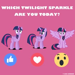 Size: 960x960 | Tagged: safe, imported from derpibooru, twilight sparkle, alicorn, pony, emoji, female, g4, mare, official, purple background, self ponidox, simple background, text, twilight sparkle (alicorn)