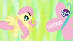 Size: 1657x931 | Tagged: safe, imported from derpibooru, fluttershy, butterfly, pegasus, pony, abstract background, cutie mark, facebook, female, fluttershy month, g4, mare, my little pony logo, official, solo, text, wallpaper