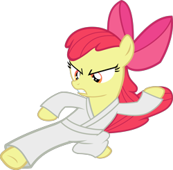 Size: 6129x6000 | Tagged: safe, artist:frownfactory, imported from derpibooru, apple bloom, earth pony, pony, call of the cutie, season 1, .svg available, female, filly, gi, gritted teeth, karate, martial arts, solo, vector