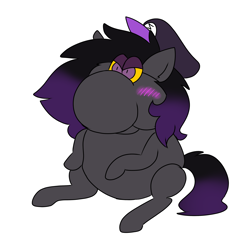 Size: 2760x2832 | Tagged: safe, artist:mimicryfluffoarts, imported from derpibooru, part of a set, oc, oc only, oc:zenaris blackmour, blushing, dyed mane, dyed tail, fat yoshi, hat, high res, male, meme, mimicry's silly doodles
