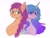 Size: 2048x1536 | Tagged: safe, artist:kaifeather, imported from derpibooru, izzy moonbow, sunny starscout, earth pony, pony, unicorn, braid, cute, duo, female, g5, izzybetes, looking at you, mare, signature, simple background, smiley face, smiling, sunnybetes, white background