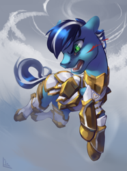 Size: 2680x3607 | Tagged: safe, artist:charlot, imported from derpibooru, oc, oc only, oc:harmony, earth pony, pony, armor, blood, commission, high res, solo, ych result
