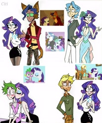 Size: 2510x3049 | Tagged: safe, artist:citi, edit, edited screencap, imported from derpibooru, screencap, capper dapperpaws, fancypants, rarity, spike, trenderhoof, human, a canterlot wedding, my little pony: the movie, secret of my excess, simple ways, blushing, breasts, bridesmaid dress, capperity, cheek kiss, chest fluff, clothes, cutie mark accessory, dress, eared humanization, female, high res, humanized, kiss on the cheek, kissing, male, raripants, rarity gets all the stallions, scene interpretation, screencap reference, shipping, sparity, straight, tailed humanization, trenderity