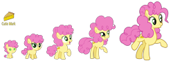 Size: 7553x2679 | Tagged: safe, artist:galaxyswirlsyt, imported from derpibooru, li'l cheese, pony, the last problem, age progression, baby, baby pony, female, filly, older, rule 63, simple background, solo, trans female, transgender, transparent background