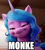 Size: 705x791 | Tagged: safe, artist:neondragon, edit, edited screencap, imported from derpibooru, screencap, izzy moonbow, pony, unicorn, spoiler:g5, 3d, caption, female, fluffy, g5, image macro, lidded eyes, mare, meme, monke, my little pony: a new generation, smiling, smirk, smug, solo, text