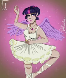 Size: 540x640 | Tagged: safe, artist:darksinfonic, imported from derpibooru, twilight sparkle, alicorn, human, a royal problem, ballerina, breasts, busty twilight sparkle, clothes, humanized, scene interpretation, tutu, twilarina, twilight sparkle (alicorn), winged humanization, wings