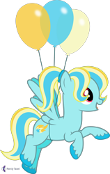 Size: 4000x6343 | Tagged: safe, alternate version, artist:parclytaxel, artist:starponys87, imported from derpibooru, oc, oc only, oc:blazey blue, pegasus, pony, .svg available, absurd resolution, balloon, female, flying, hairband, mare, monthly reward, pigtails, raised hoof, simple background, smiling, solo, transparent background, twintails, unshorn fetlocks, vector