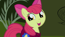 Size: 1920x1080 | Tagged: safe, imported from derpibooru, screencap, apple bloom, earth pony, pony, season 1, stare master, 1080p, adorabloom, apple bloom's bow, bow, cape, clothes, cmc cape, cute, everfree forest, female, filly, hair bow, solo