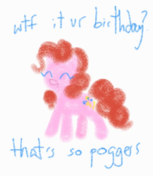 Size: 1080x1245 | Tagged: safe, artist:breezietype, imported from derpibooru, pinkie pie, earth pony, pony, birthday, eyes closed, female, mare, smiling, solo