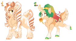 Size: 5000x2700 | Tagged: safe, artist:gigason, imported from derpibooru, oc, oc only, oc:cream puff, oc:sugar apple, deer, deer pony, original species, caramel apple (food), female, magic, simple background, transparent background