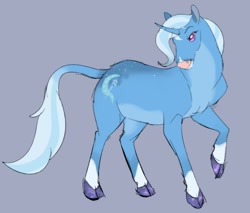 Size: 1348x1148 | Tagged: safe, artist:helianthanas, imported from derpibooru, trixie, classical unicorn, pony, unicorn, cloven hooves, coat markings, colored hooves, countershading, curved horn, facial markings, hoers, horn, leonine tail, snip (coat marking), socks (coat markings), solo, star (coat marking), tail