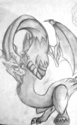 Size: 720x1160 | Tagged: safe, artist:spirodraw, imported from derpibooru, discord, draconequus, grayscale, male, monochrome, smiling, solo, traditional art