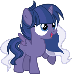 Size: 1142x1174 | Tagged: safe, artist:dayspringsentryyt, imported from derpibooru, oc, oc only, alicorn, pony, female, filly, magical lesbian spawn, offspring, parent:princess luna, parent:twilight sparkle, parents:twiluna, simple background, solo, transparent background