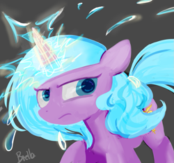 Size: 897x839 | Tagged: safe, artist:brella, idw, imported from derpibooru, radiant hope, crystal pony, pony, unicorn, glowing horn, horn, simple background, solo