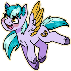 Size: 1203x1190 | Tagged: safe, artist:sexygoatgod, imported from derpibooru, oc, oc only, oc:viola shine, pegasus, pony, blush sticker, blushing, female, magical lesbian spawn, offspring, open mouth, open smile, outline, parent:lyra heartstrings, parent:oc:razzmatazz gleam, parent:razzmatazz gleam, parents:canon x oc, simple background, smiling, solo, transparent background