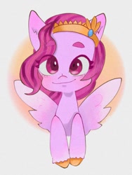 Size: 768x1024 | Tagged: safe, artist:h2o_omz, imported from derpibooru, pipp petals, pegasus, pony, adorapipp, cute, female, g5, looking at you, mare, smiling, solo, spread wings, unshorn fetlocks, wings