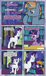 Size: 1920x3169 | Tagged: safe, artist:alexdti, imported from derpibooru, rarity, twilight sparkle, oc, oc:brainstorm (alexdti), oc:purple creativity, oc:umberto, alicorn, pegasus, pony, unicorn, comic:quest for friendship, comic, eyes closed, female, glasses, horn, male, open mouth, pegasus oc, twilight sparkle (alicorn), twilight's castle, unicorn oc