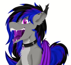 Size: 3111x2839 | Tagged: safe, artist:officiallunardj, imported from derpibooru, oc, oc only, oc:lunar midnight, bat pony, pony, collar, high res, maw, solo