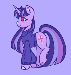 Size: 1280x1342 | Tagged: safe, artist:yourrdazzle, imported from derpibooru, twilight sparkle, pony, alternate cutie mark, clothes, purple background, redesign, simple background, solo, sweater