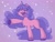 Size: 1500x1150 | Tagged: safe, artist:xsaki__chanx, imported from derpibooru, izzy moonbow, pony, unicorn, bracelet, chest fluff, cute, g5, izzybetes, jewelry, open mouth, purple background, simple background, solo, stars, unshorn fetlocks