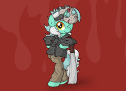 Size: 4902x3546 | Tagged: safe, artist:background basset, imported from derpibooru, lyra heartstrings, pony, unicorn, bipedal, clothes, cosplay, costume, female, friday the 13th, jason voorhees, looking at you, machete, mask, one eye closed, solo, wink, winking at you