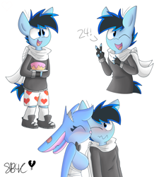 Size: 4219x4693 | Tagged: safe, artist:snuggleb4cuddle, imported from derpibooru, oc, anthro, pegasus, rabbit, animal, birthday cake, cake, clothes, dialogue, female, food, male