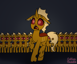 Size: 1200x1000 | Tagged: safe, imported from derpibooru, oc, oc:dawn strike, changeling, baby, clone, panicking, yellow changeling