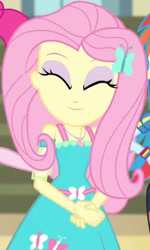 Size: 1920x3204 | Tagged: safe, imported from derpibooru, screencap, fluttershy, pinkie pie, rainbow dash, equestria girls, equestria girls series, fluttershy's butterflies, clothes, cropped, cute, cutie mark, cutie mark on clothes, female, fluttershy's butterflies: applejack, geode of fauna, hairpin, jewelry, magical geodes, necklace, shyabetes, smiling, solo focus