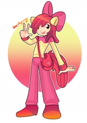 Size: 1663x2332 | Tagged: safe, artist:beetleoceans, imported from derpibooru, apple bloom, human, eared humanization, humanized, solo, tailed humanization