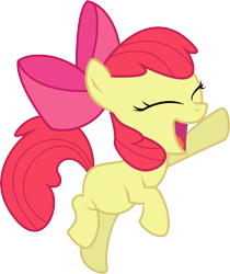 Size: 6000x7159 | Tagged: safe, artist:lightningtumble, imported from derpibooru, apple bloom, earth pony, pony, absurd resolution, cheerful, eyes closed, female, filly, hoofbump, open mouth, simple background, smiling, solo, transparent background, vector