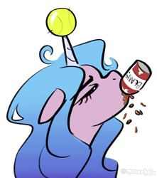 Size: 3034x3435 | Tagged: safe, artist:holomouse, imported from derpibooru, izzy moonbow, pony, unicorn, spoiler:g5, ball, beans, female, food, g5, herbivore, high res, izzy's beans, izzy's tennis ball, mare, my little pony: a new generation, solo, tennis ball, that pony sure does love beans