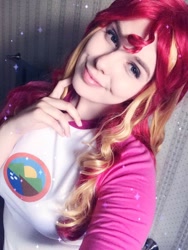 Size: 720x960 | Tagged: safe, artist:maddymoiselle, imported from derpibooru, sunset shimmer, human, equestria girls, legend of everfree, camp everfree outfits, clothes, cosplay, costume, irl, irl human, photo