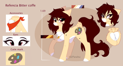 Size: 3250x1750 | Tagged: safe, artist:2pandita, imported from derpibooru, oc, oc only, oc:bitter coffee, earth pony, pony, butt, female, mare, plot, reference sheet, solo