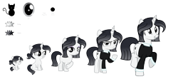 Size: 6132x2888 | Tagged: safe, artist:darbypop1, imported from derpibooru, oc, oc:friday the 13th, pony, unicorn, 5-year-old, age progression, baby, baby pony, female, filly, mare, simple background, solo, teenager, transparent background