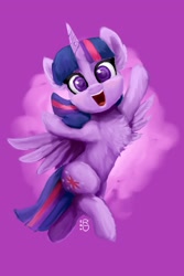 Size: 1365x2048 | Tagged: safe, artist:raphaeldavid, imported from derpibooru, twilight sparkle, alicorn, pony, chest fluff, purple background, simple background, solo, twilight sparkle (alicorn)