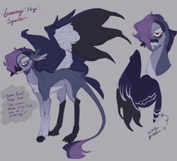 Size: 2200x2000 | Tagged: safe, artist:yuyusunshine, imported from derpibooru, oc, oc only, oc:evening sparkle, hippogriff, hybrid, high res, interspecies offspring, offspring, parent:mordecai, parent:twilight sparkle, parents:mordetwi, solo