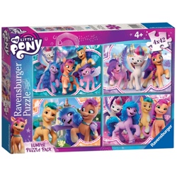 Size: 600x600 | Tagged: safe, imported from derpibooru, hitch trailblazer, izzy moonbow, pipp petals, sunny starscout, zipp storm, earth pony, pegasus, pony, unicorn, barcode, box, female, g5, hasbro logo, lighthouse, male, mane five (g5), mare, maretime bay, merchandise, my little pony logo, official, puzzle, puzzle box, ravensburger, simple background, stallion, text, white background, zephyr heights