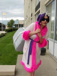 Size: 720x960 | Tagged: safe, artist:neko-no-danna, imported from derpibooru, rarity, tom, human, 2012, bathrobe, canterlot gardens convention, clothes, cosplay, costume, irl, irl human, photo, robe, sunglasses