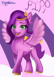 Size: 2480x3508 | Tagged: safe, artist:nanofam, artist:spiderhat4, imported from derpibooru, pipp petals, pegasus, pony, adorapipp, cute, female, g5, high res, looking at you, mare, open mouth, solo, spread wings, unshorn fetlocks, wings