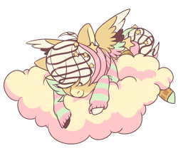 Size: 1200x1000 | Tagged: safe, artist:lavvythejackalope, imported from derpibooru, oc, oc only, pegasus, pony, cloud, commission, eyes closed, hair over eyes, on a cloud, pegasus oc, simple background, sleeping, solo, transparent background, two toned wings, wings, ych result